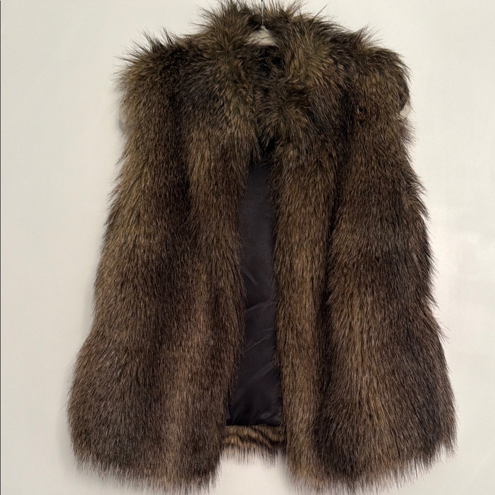 Faux Fur Vest in Brown